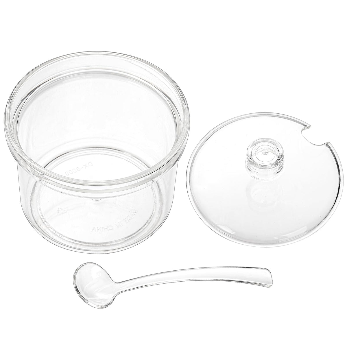 ZEAYEA Set of 6 Clear Acrylic Sugar Bowl, 14 oz Seasoning Box Condiment Pots with Spoon and Lid, Sugar Spice Salt Canister for Home Kitchen, Coffee Bar, Restaurant