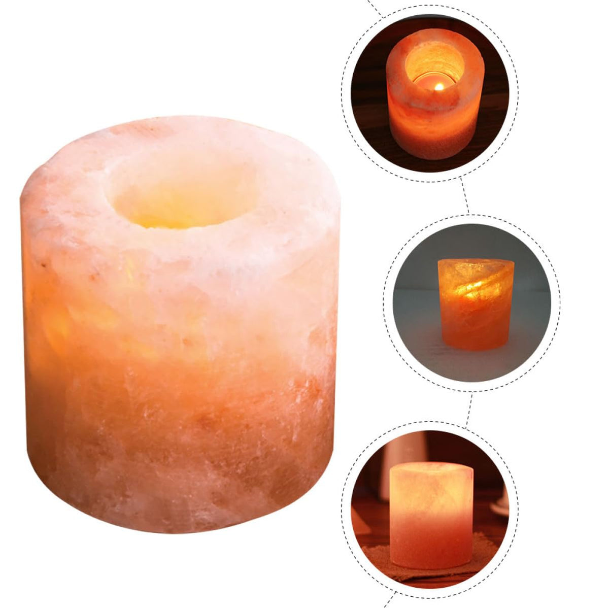 Sosoport Himalayan Crystal Salt Candle Holder Decorative Candlestick for Home Decor Meditation and Yoga for Living Room Bedroom and Outdoor Spaces