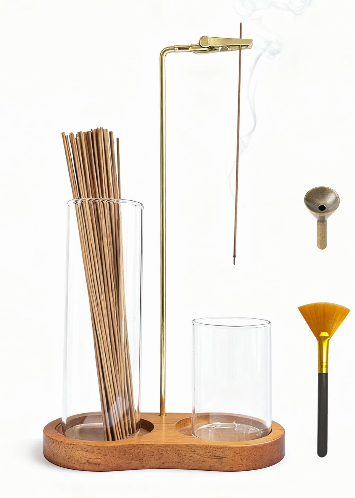 2 in 1 Glass Incense Holder & Burner with Ash Catcher – Decorative Incense Stick Holder for Aromatherapy, Yoga, Meditation