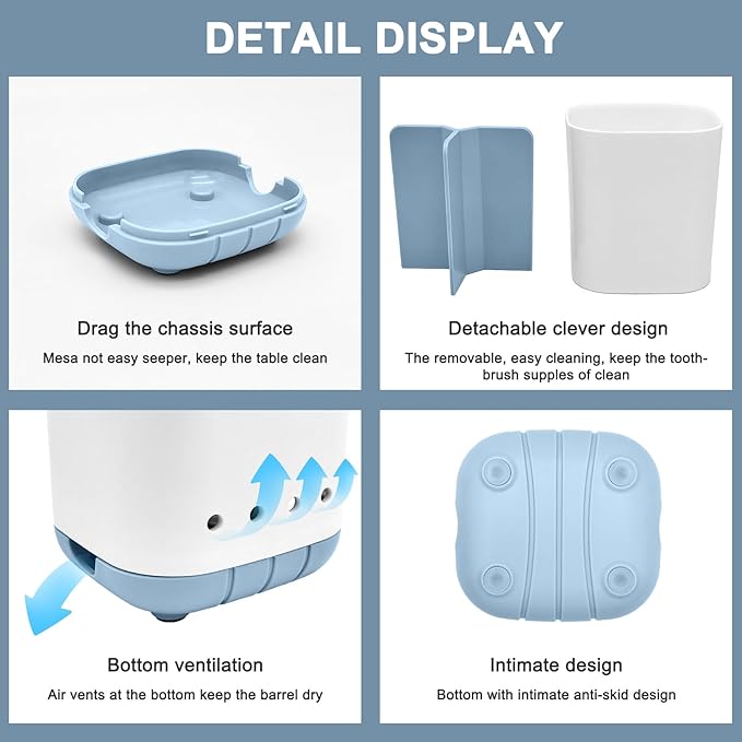 Toothbrush Holder for Bathroom, Plastic Detachable for Easy Cleaning