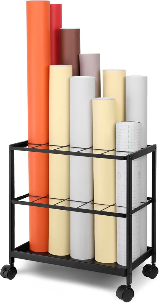 Premium Blueprint Storage Rack Cart - 15-Slot Metal Holder for Secure Organization of Plans & Artwork