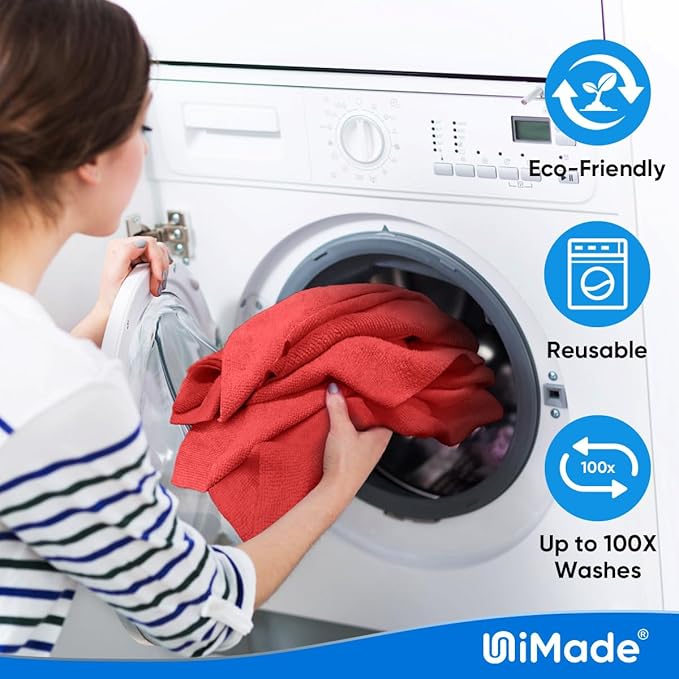 Shop Towels Rags, 50 Pack Reusable Shop Rags Bulk Microfiber Cleaning Cloth