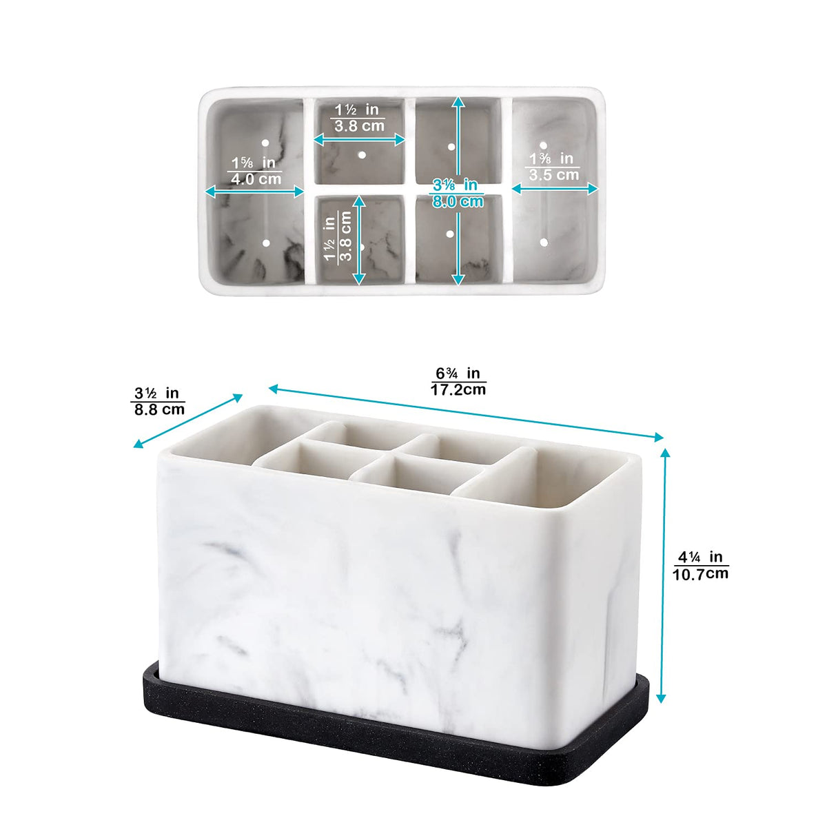 ZCCZ Marble Look Toothbrush Holder for Bathroom Countertop Organizer, Holds Toothpaste, Dental Floss, Razor, Comb, Makeup Brushes, and More, Stylish Bathroom Accessory for Tooth Brushing Essentials