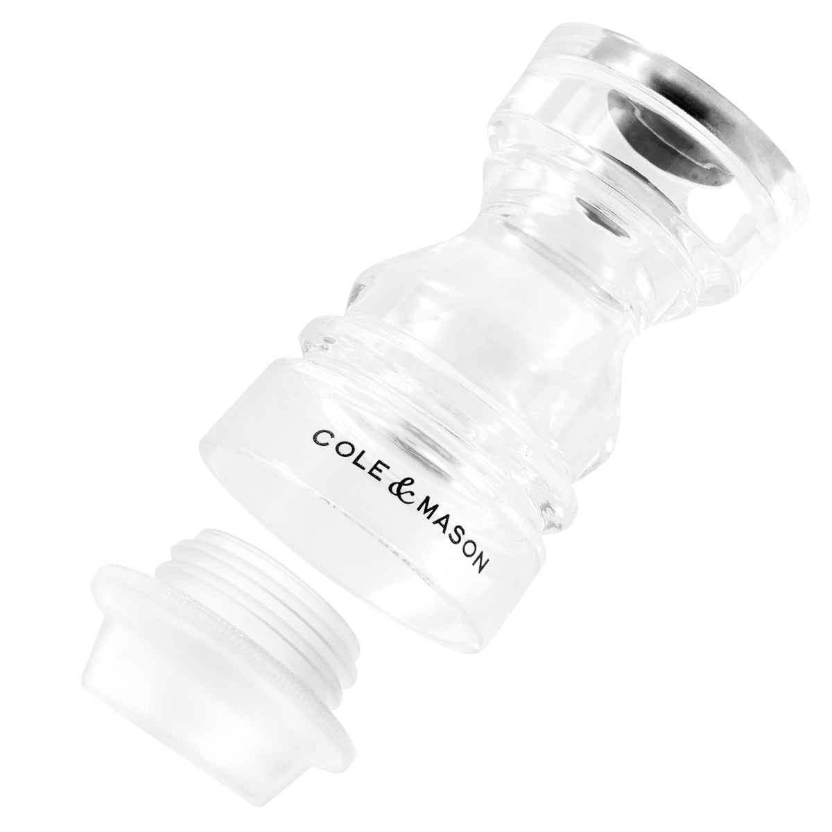 Cole & Mason London 5" Acrylic – Durable Lightweight Seasoning Shaker for Salt, Pepper, or Spices – Easy to Refill & Clean – Clear Acrylic Body for Modern Look & Fill Visibility