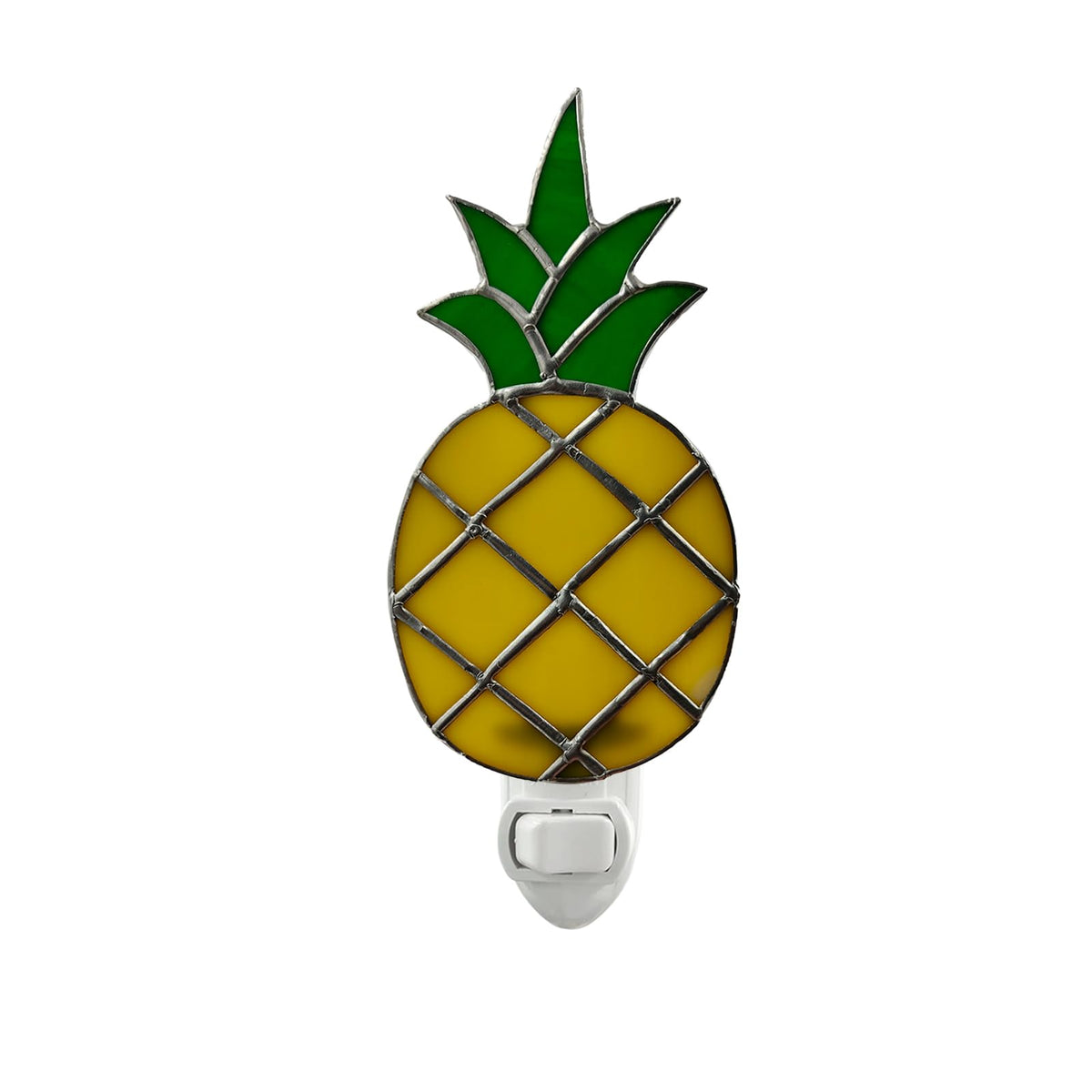 CHEZBABY Stained Glass Night Light Plug into Wall Accent Nightlight Lamp Decorative for Hallway Bedroom Kitchen Home Decor(Pineapple)