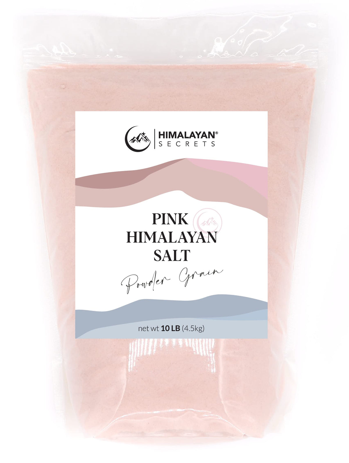 Himalayan Secrets Pink Rock Salt - 10LB - Coarse, Fine, Powder Grain Bulk Size - 100% Natural & Unrefined (Powder (0.1-0.3mm))