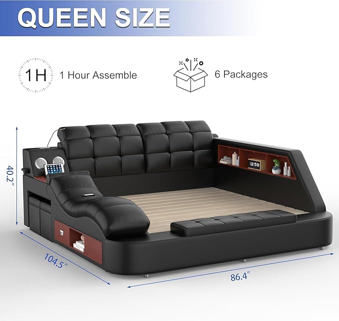 AF ARTISAN FURNITURE Queen Size Smart Multifuncional Bed Frame