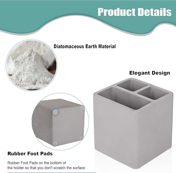Diatomite Toothbrush Holders for Bathrooms, Electric Toothbrush and Toothpaste