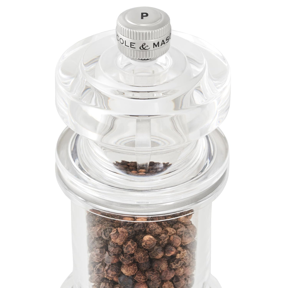 Cole & Mason 605 Refillable Spice Mill - Kitchen & Home Accessory - Salt & Pepper Grinder Set - Salt & Peppercorn Included - Acrylic - New Salt & Pepper Set 5.5"