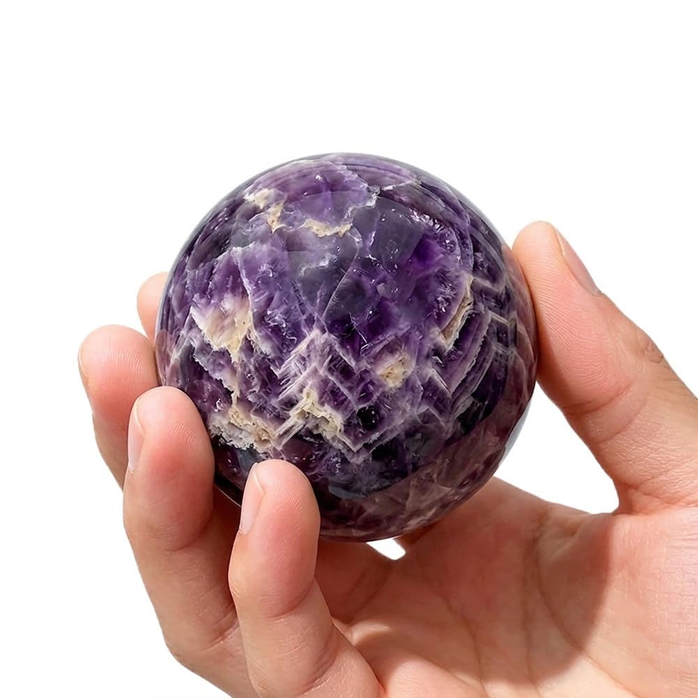 1.97-2.36inch/5-6cm Natural Amethyst Crystal Ball, Hand Polished Purple Quartz Sphere, Reiki Healing Decorative Sphere, Chakra Energy Stone Crafts, Feng Shui Home Desktop Ornament, Crystal Collectible