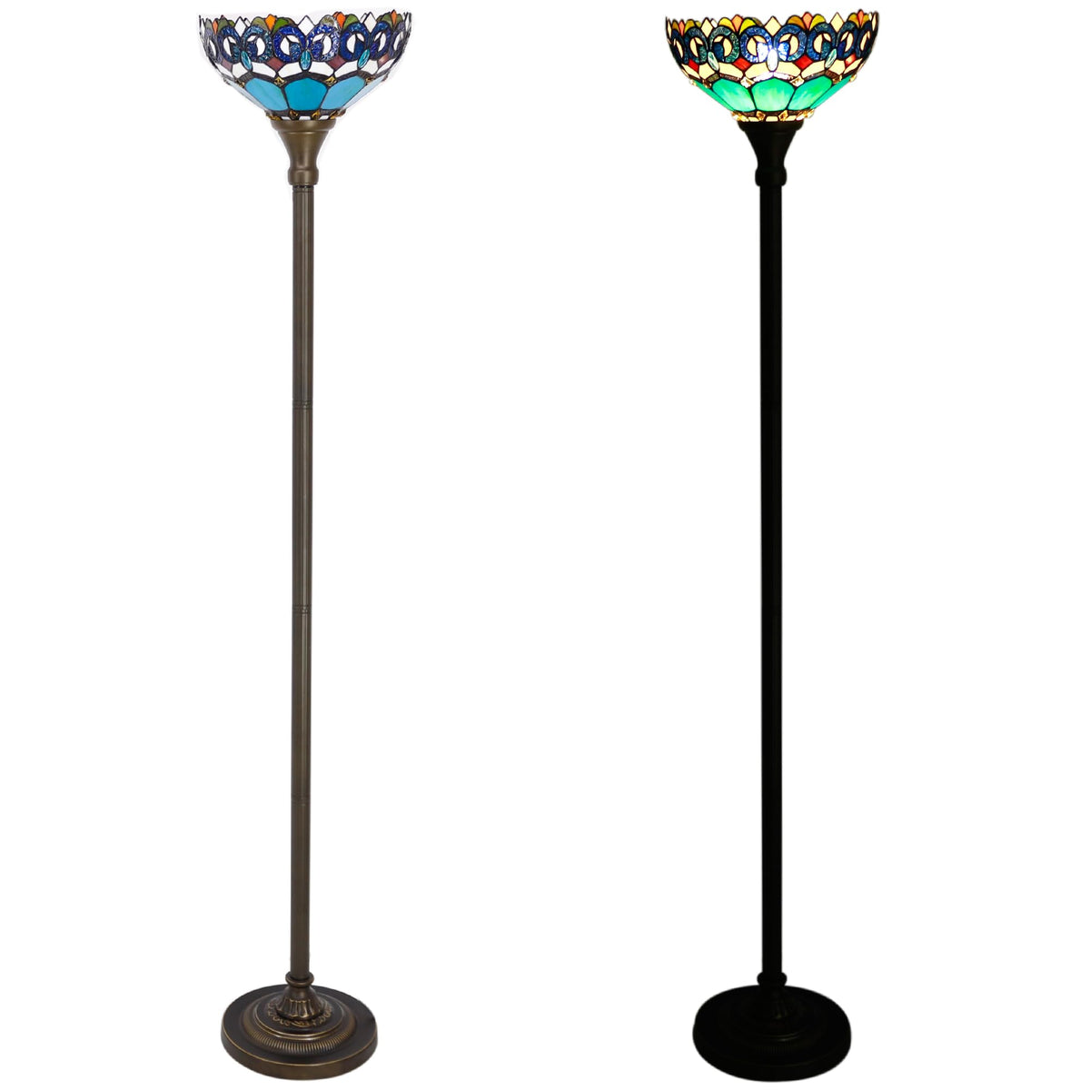 ZJART Tiffany Floor Lamp Stained Glass 12X12X67 Inch Blue Jewelry Baroque