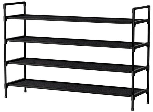 Nbwxcwbs Shoe Rack 4 Tier Shoe Organizer Shoe Storage Shoe Rack for Narrow Hallway Entryway Bedroom Easy Assembly (Black)