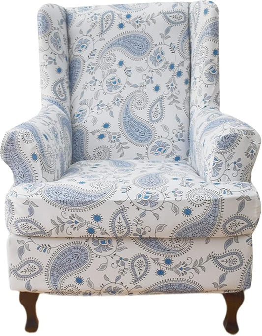 HAOYONG Wing Chair Slipcovers Printed Wingback Chair Covers 2 Pieces Wingback