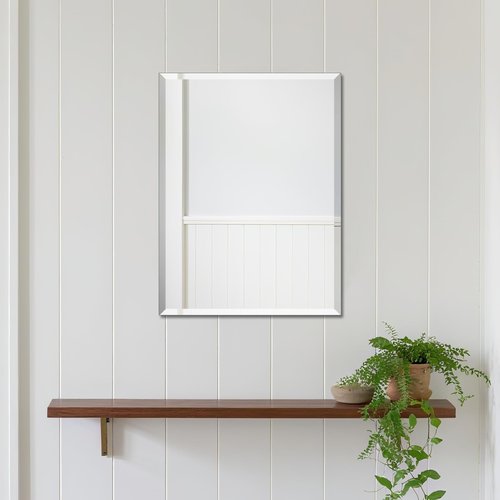 Beveled Bathroom Mirror for Wall, Rectangle Frameless Wall Mirror 16" x 12" Inch for Vanity Living Room Entryway Bedroom