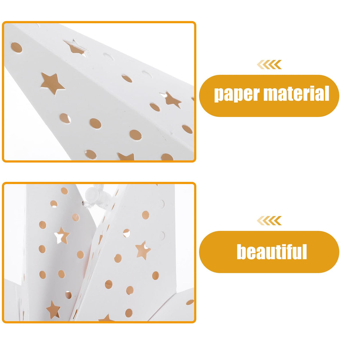 TOYANDONA Christmas Paper Lampshades: 3pcs White 9 Pointed Star Lampshade Lantern Shade Hanging Decorations, 35cm Hollow Out Lamp Covers for Wedding Birthday Holiday Christmas Party Hanging Decoration