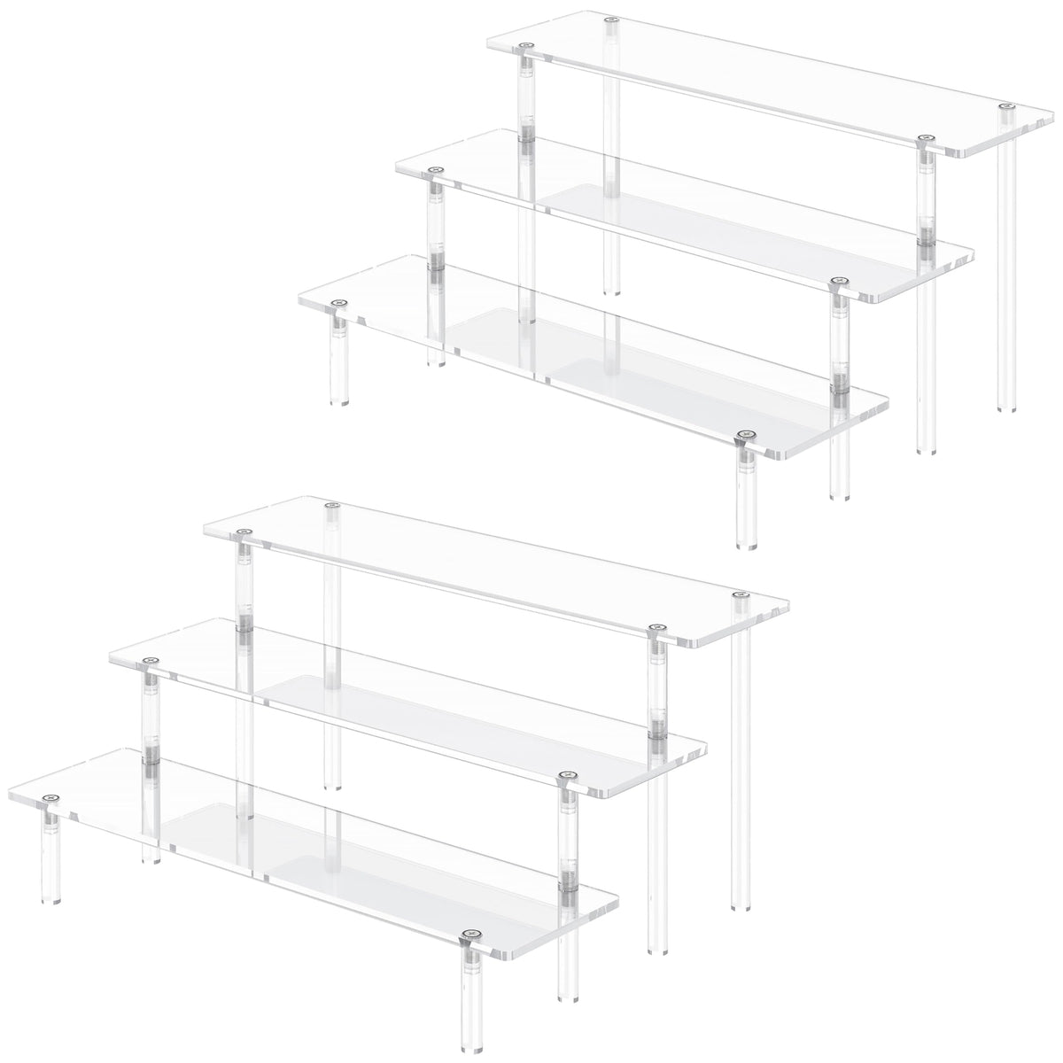 3 Tier Acrylic Display Risers, Large Perfume Organizer Stand, Clear Cupcake Stand Holder, Display Shelves for Figurines, Dessert Shelf for Party, Risers Display Stand for Decoration (2 Pack)