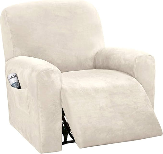 H.VERSAILTEX Velvet Stretch Recliner Couch Covers 4-Pieces Style Recliner Chair