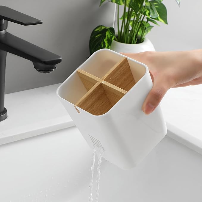Toothbrush Holders Drainage for Bathrooms, 4 Slots Tooth Brushing Holder