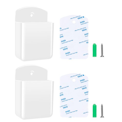 Aecsze 2 PCS Remote Control Holders Wall Mount, Self Adhesive TV Air Conditioner Remote Control Holder, Wall Mount Storage Box Organizer Wall Pen Holder Storage for Home Office School (White, 2)