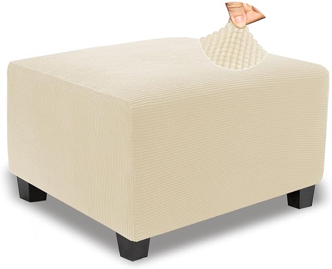 NeColorLife Stretch Ottoman Cover Square Soft Knitted Jacquard Washable Thick