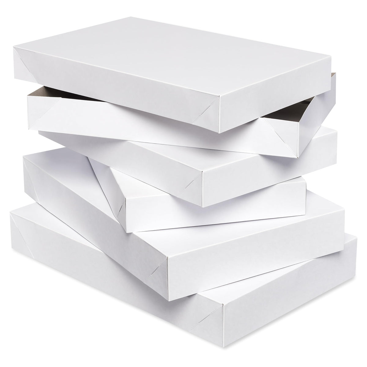 American Greetings White Gift Boxes with Lids for Presents, Assorted Sizes (3 Medium Shirt Boxes, 2 Large Robe Boxes) for Christmas, Birthdays, Baby Showers, Weddings, Graduation, or Any Occasion