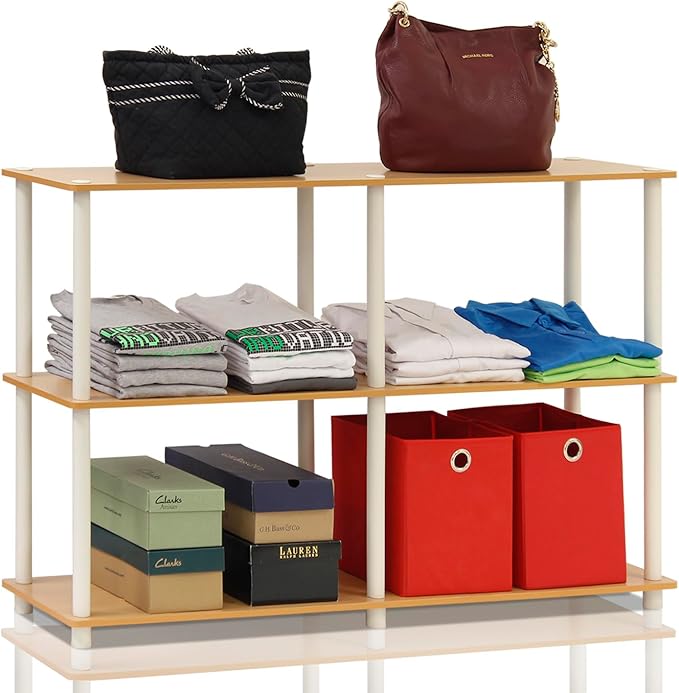Furinno TURN-N-TUBE Storage Shelves, 3-Tier 47.4 Wide Book Shelf, Corner Shelf