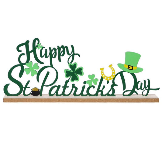 MEETYAMOR St Patricks Day Decorations, Wood Metal Happy St Patricks Day Sign for Table Decor, Farmhouse Rustic St Patricks Day Decorations for The Home, Kitchen, Mantle, Shelf