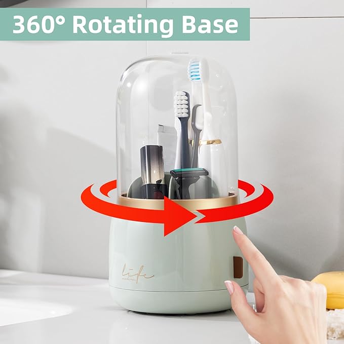 Toothbrush Holders for Bathrooms, Rotating 7 Slots Electric Toothbrush Holders