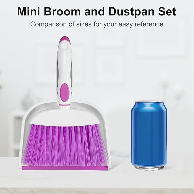 NACENA Small Dust Pan and Brush Set, Mini Broom and Dustpan Set Small Hand