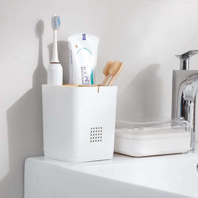 Toothbrush Holders Drainage for Bathrooms, 4 Slots Tooth Brushing Holder