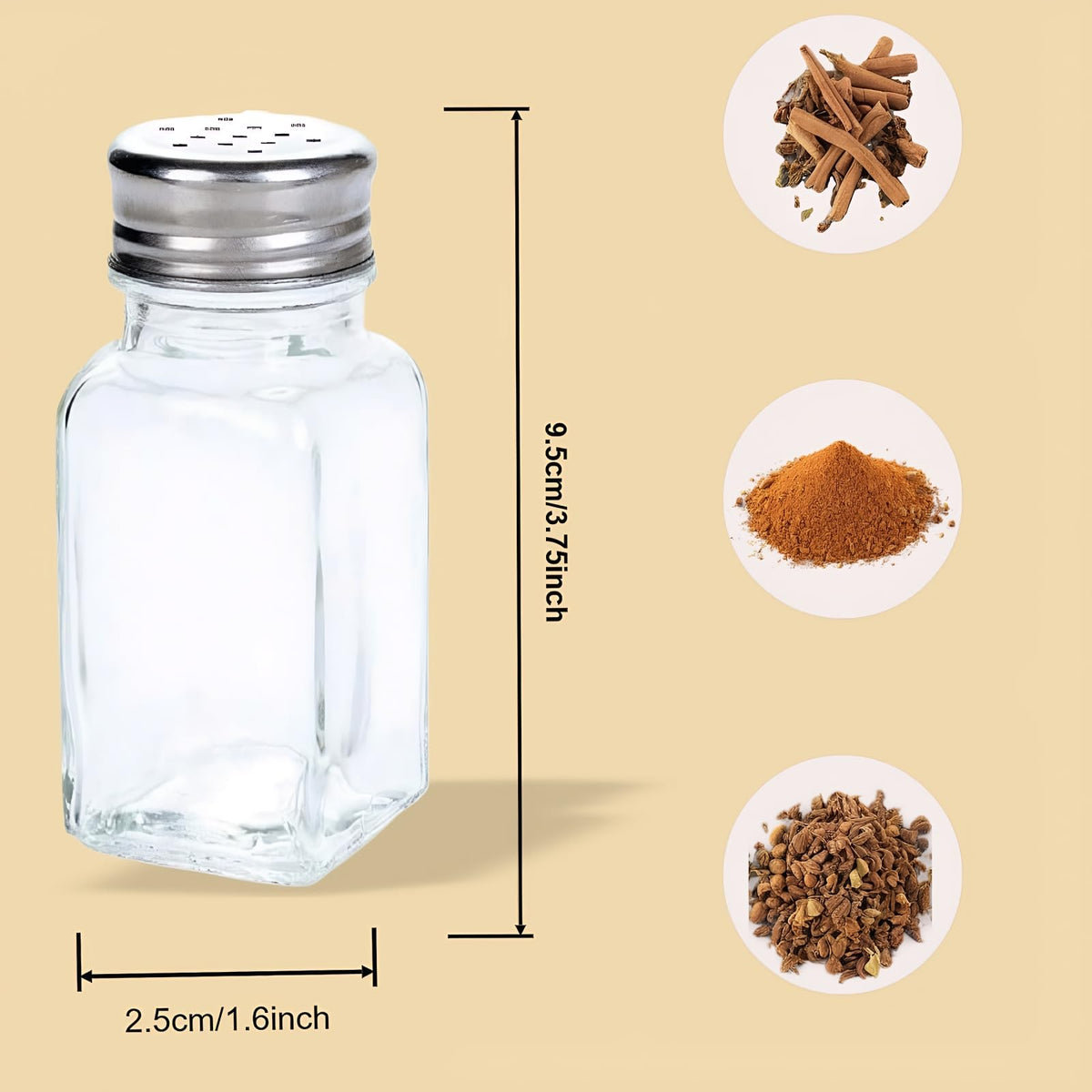 Tebery 16 Pack Clear Salt and Pepper Shakers Glass Set, Retro Style Glass Spice Shakers with Stainless Tops