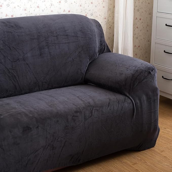 vctops 1-Piece Velvet Plush Stretch Chair Sofa Slipcover Soft Fuzzy Fluffy