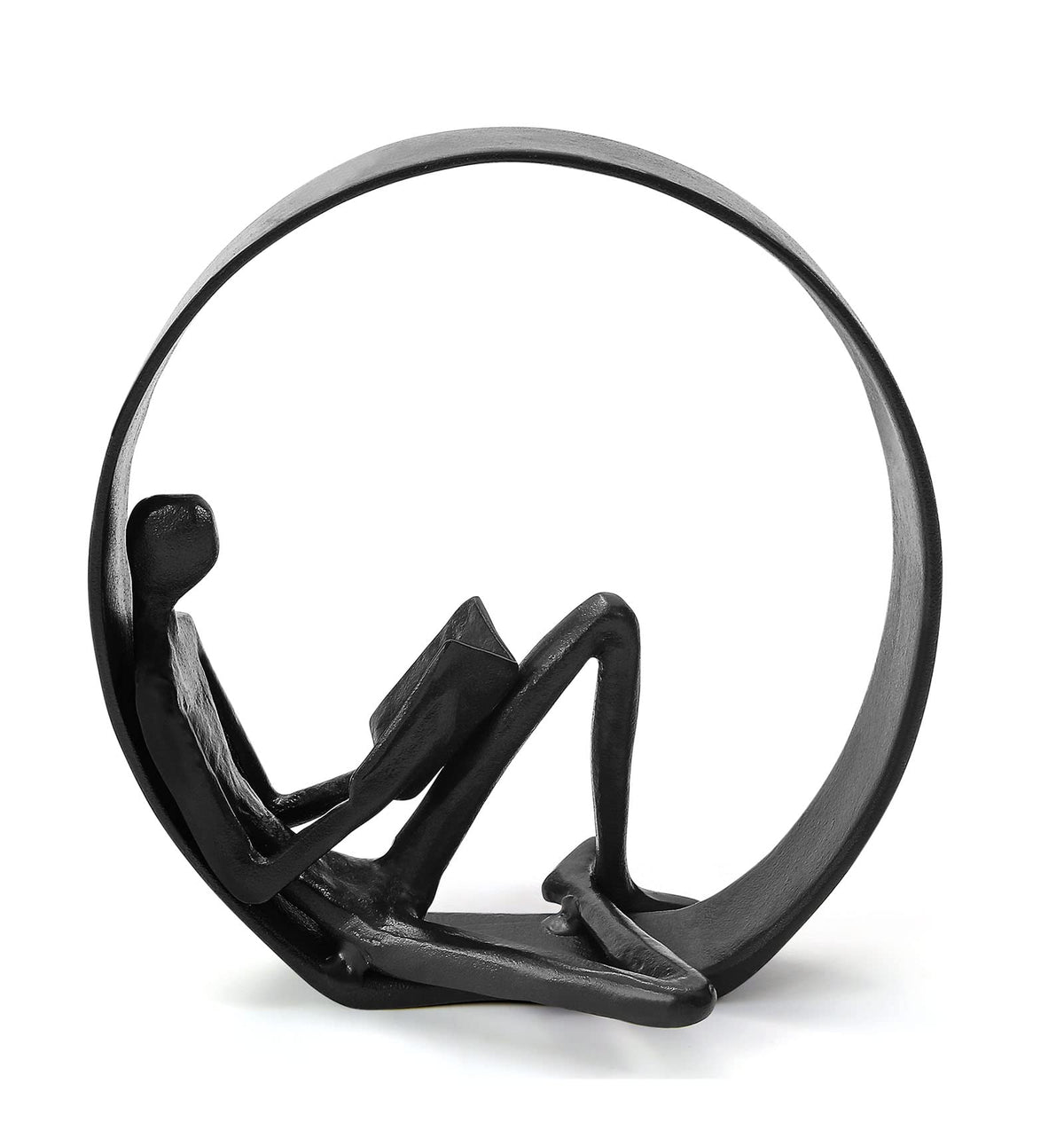 Hanyibao Reading Figurines and Statues - Bookshelf Decorations Objects，Metal Reader Cast Iron Sculpture，Book Lovers Gifts， Modern Art Shelf Décor， Reading Accessories for Book Lovers