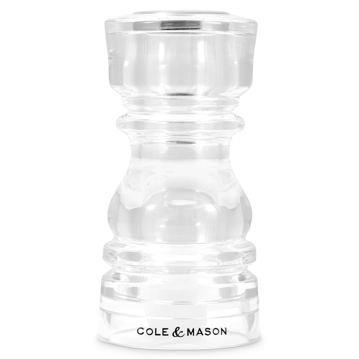 Cole & Mason London 5" Acrylic – Durable Lightweight Seasoning Shaker for Salt, Pepper, or Spices – Easy to Refill & Clean – Clear Acrylic Body for Modern Look & Fill Visibility
