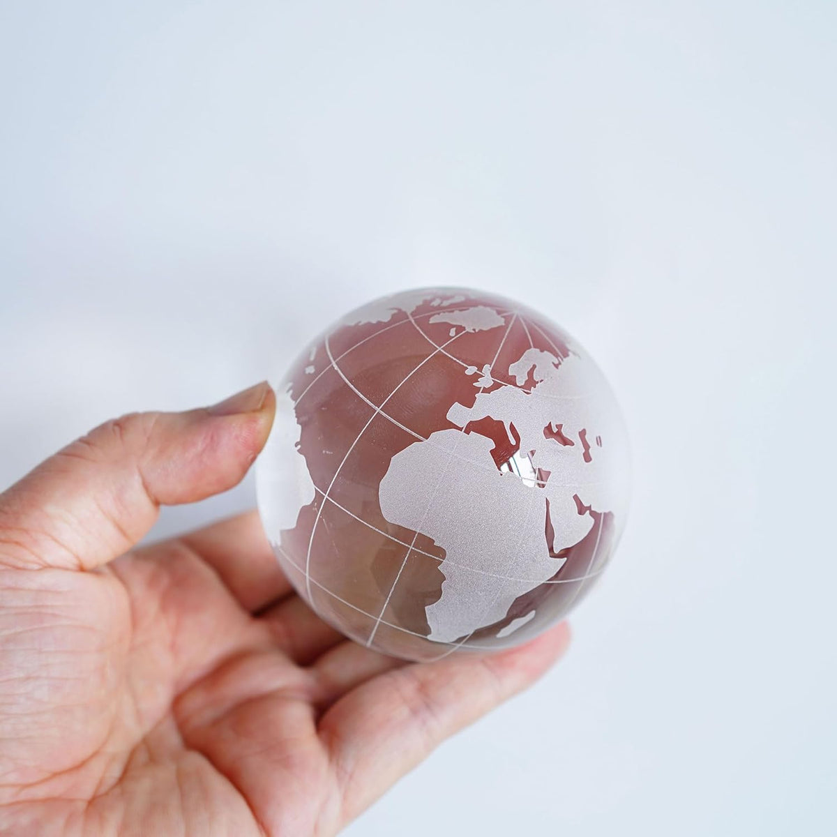 ZEERSHEE 80mm Crystal Earth Globe Ball with Stand World Map Glass Sphere Desk Office Home Decor Glass World Globe Paperweight
