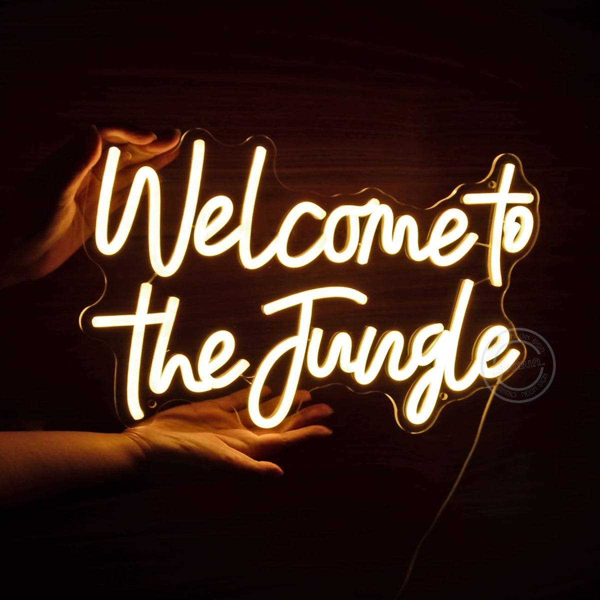 Britrio Welcome to the Jungle Neon Sign for Safari Jungle Themed Party Baby Shower Kids Birthday Gift Bedroom Bar Club LED Neon Light Wall Decor 5V USB Powered with Switch 15.75 Inch Warm White