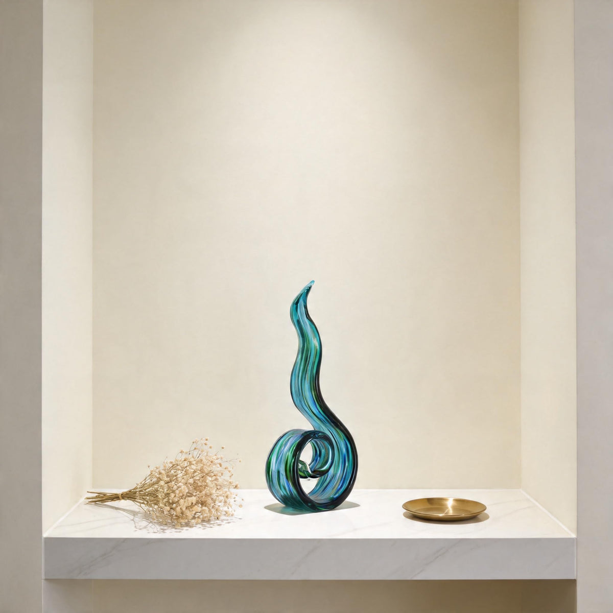 DOVDOV Hand Blown Glass Sculptures, Abstract Glass Figurines, and Green Glass Art Decorations Perfect for Decorating Coffee Tables, TV Stands, vanities, entryways, Offices, and Bookshelves.
