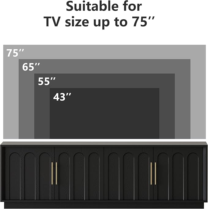 FORTUNETEC TV Stand for 75 Inch TV, Minimalist Media Console