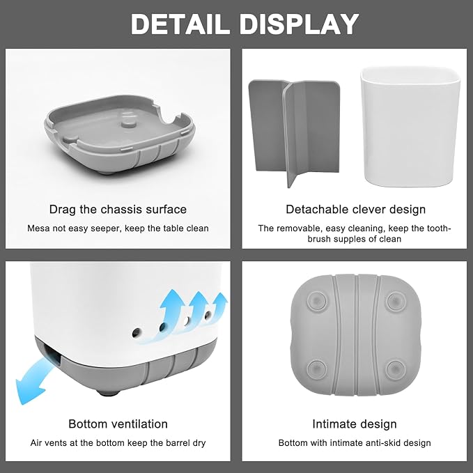 Toothbrush Holder for Bathroom, Plastic Detachable for Easy Cleaning
