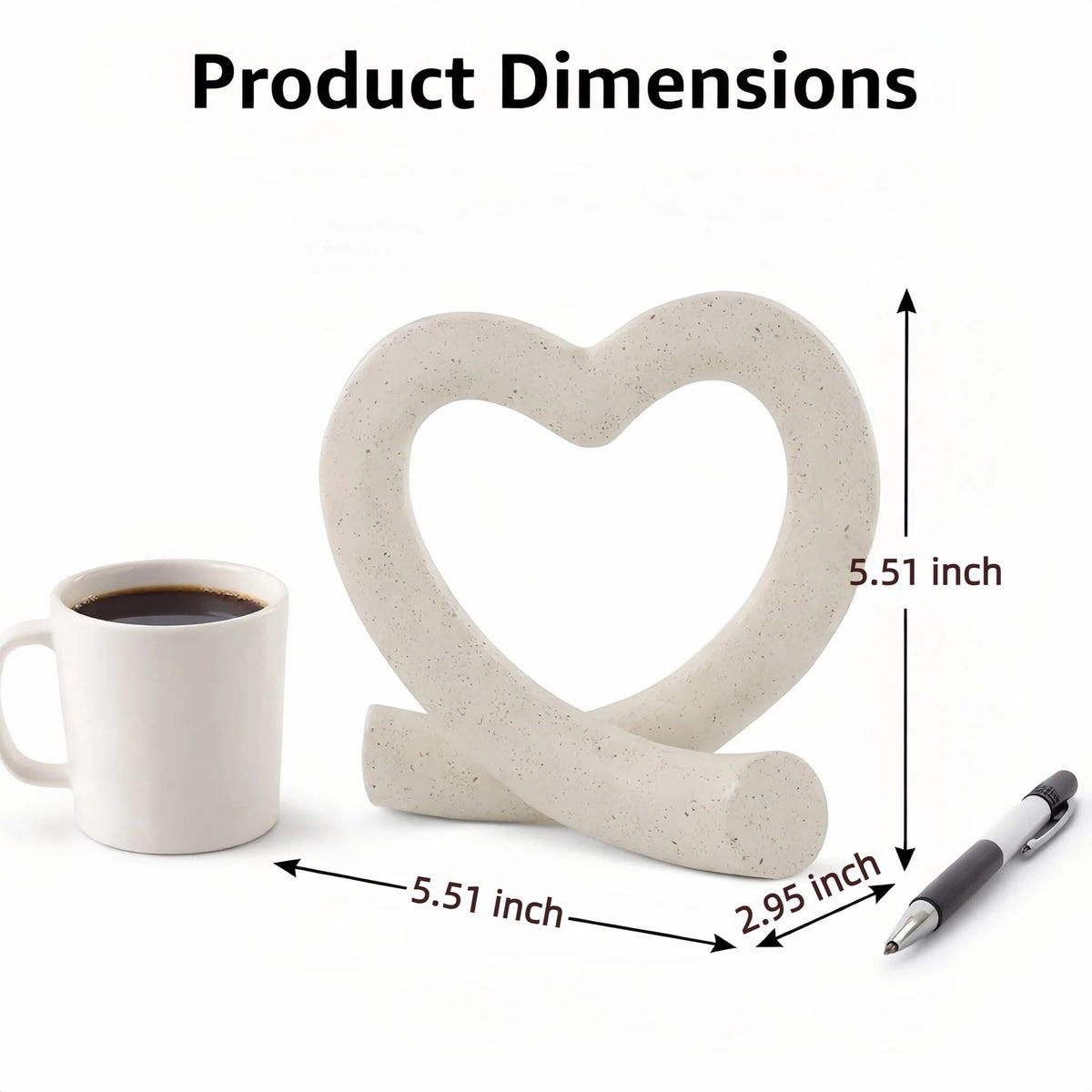 Lescafita Heart Decor Sculpture, Love Heart Statue Minimalist Modern Home Decor for Living Room Bedroom Desk Shelf Coffee Table, Romantic Meaningful Gift