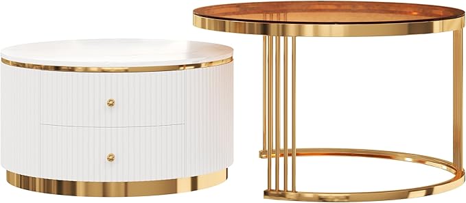 Merax 2-Piece Round Nesting Coffee Table Set