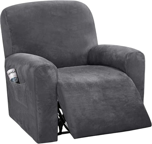 H.VERSAILTEX Velvet Stretch Recliner Couch Covers 4-Pieces Style Recliner Chair