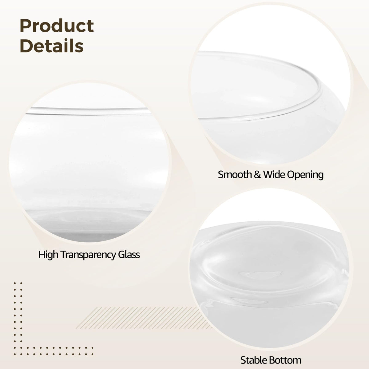 2 PCS Round Glass Vase Bowl, 6"/ 8" Wide Mouth Round Glass Bowls, Succulent Planters, Fish Tank, Bubble Vases, Floral Decor Centerpieces, Flower Pots for Home Decoration (2PCS)