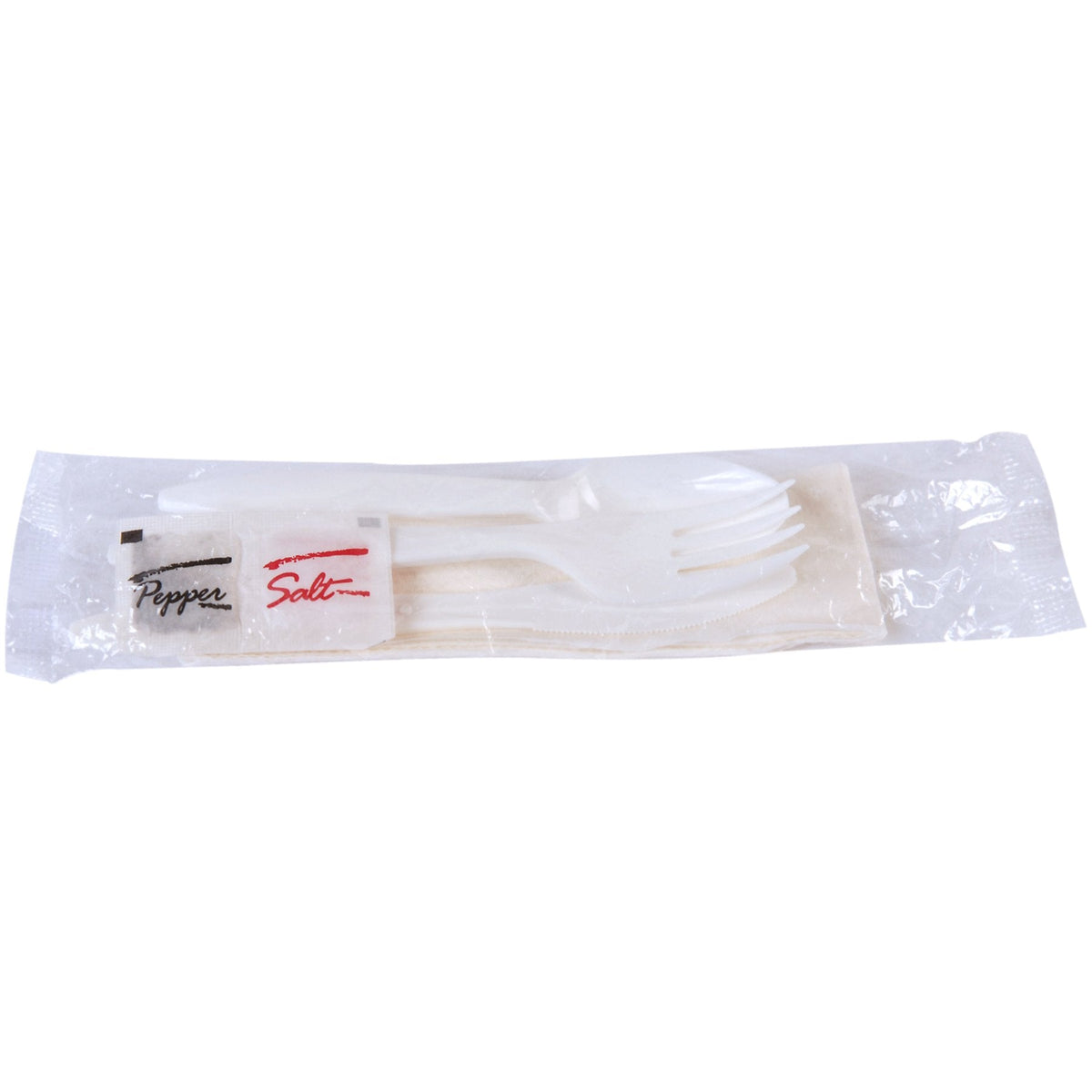 Dixie Individually Wrapped 6-Piece Medium-Weight Polypropylene Plastic Fork, Knife, Teaspoon, Napkin, Salt And Pepper Cutlery Kit by GP PRO (Georgia-Pacific), White, CMP26NSPC, (Case of 250 Kits)