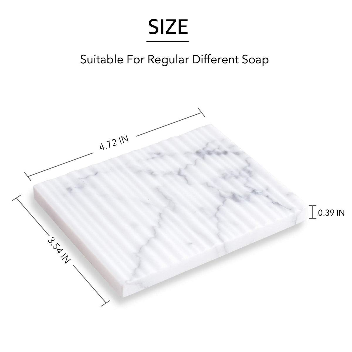 JIMEI White Marble Soap Dish Holder Jewelry Ring Tray Sink Dish Sponge Holder for Bathroom Shower, and Kitchen