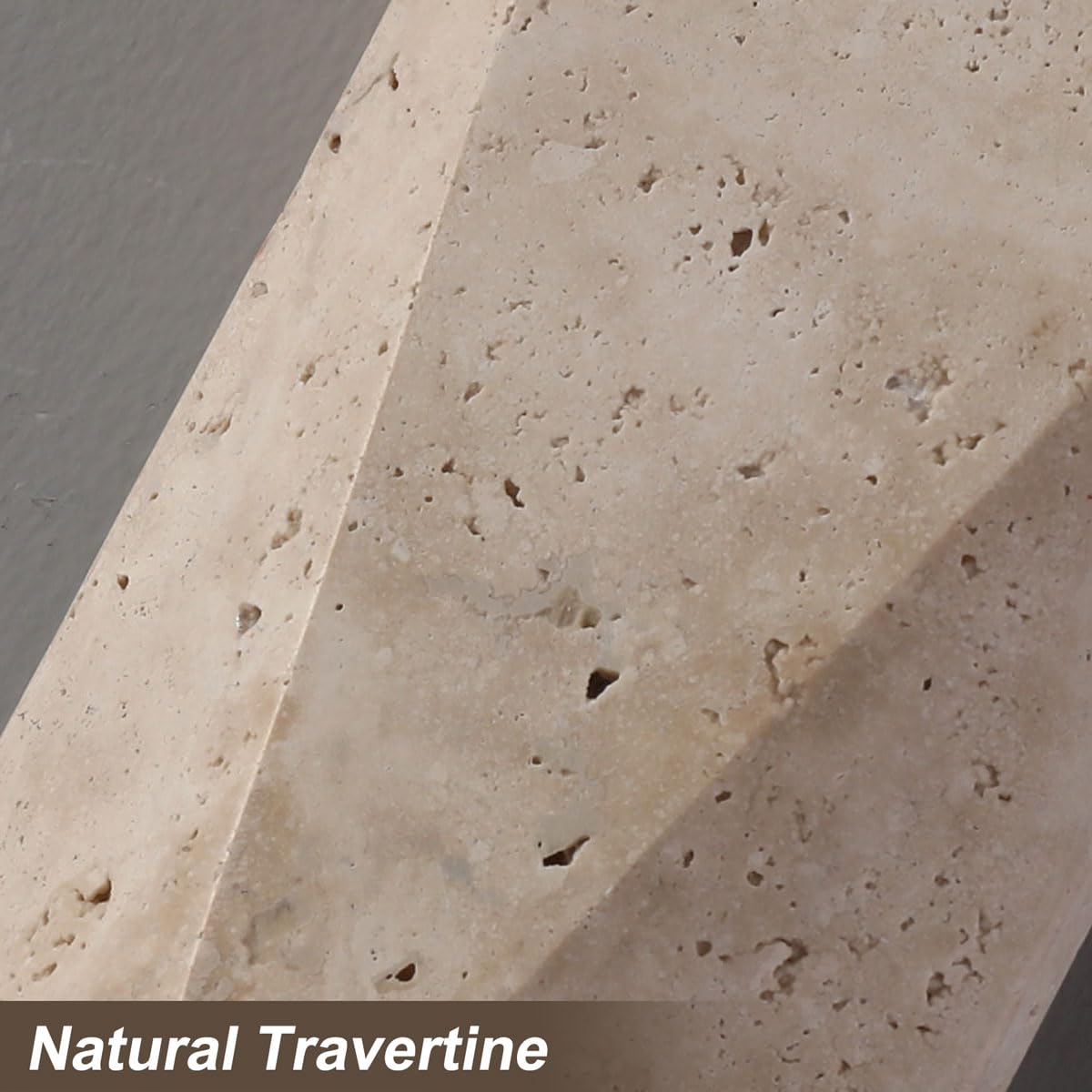 PLSDH Modern Travertine Wall Sconce, 15.7" Natural Yellow Stone Wall Lamp, Geometric Wall Light, 2-Light G9, Up Down Sconce for Living Room Bedroom Hallway Entryway