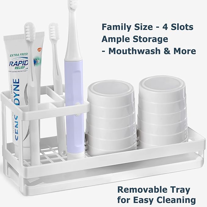 MYITYARD Toothbrush Holders for Bathrooms, 4 Slots Rustproof Metal Tooth