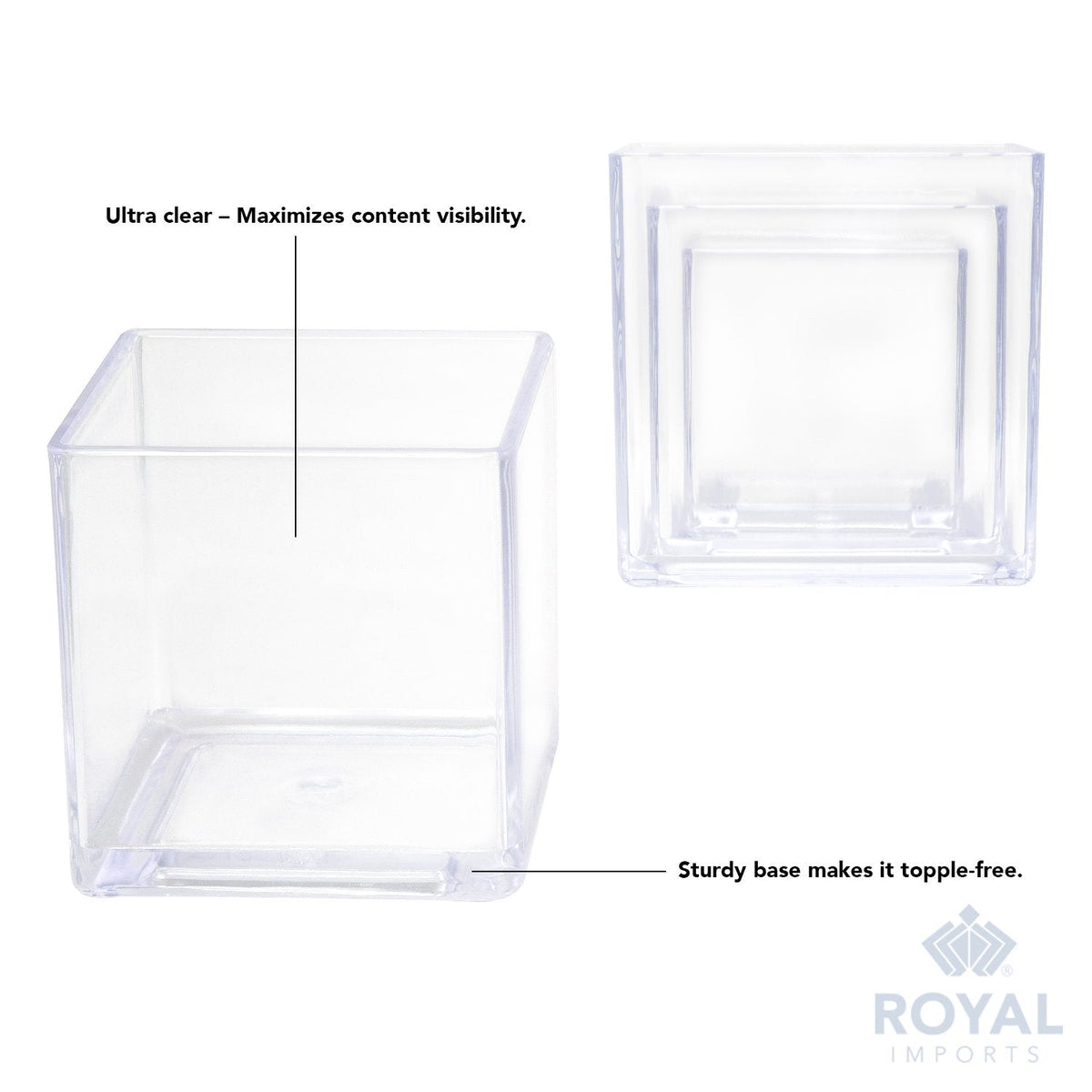 Royal Imports Flower Acrylic Vases Cubes, Decorative Centerpiece for Home or Wedding, Non Breakable Plastic, 6x6 - Clear