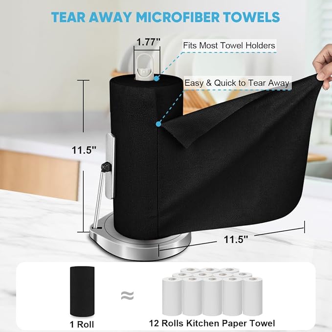 AIDEA Microfiber Cleaning Cloth Roll, Reusable Paper Towels Tear Away Cloth