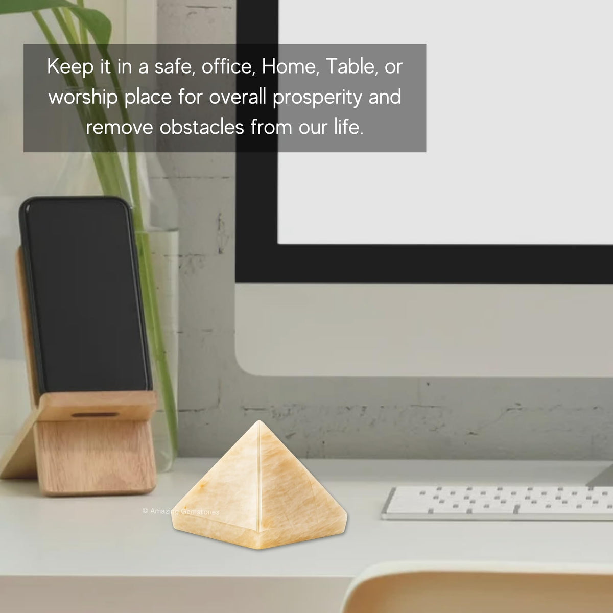 Amazing Gemstone Cream Moonstone Pyramid Crystal Healing Stones - 1.5" Great Pyramid Figurine of Natural Stone Pyramid for Meditation, Reiki, Chakra Balancing and Crystal Pyramids Grid